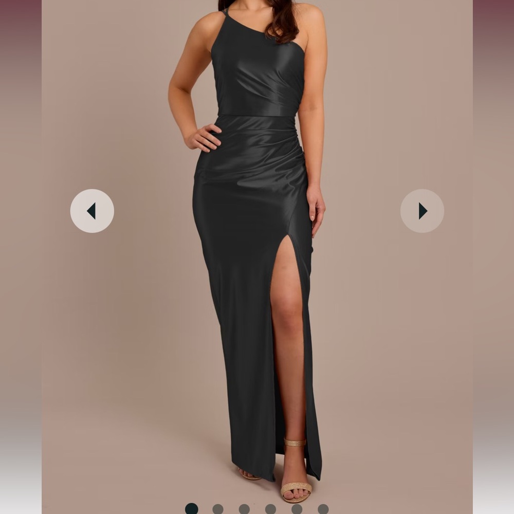 David’s Bridal 	
SCULPTING SATIN ONE-SHOULDER DRESS,BLACK